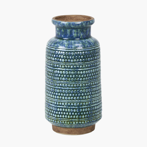 Theano Dot Design Blue Glaze Vase