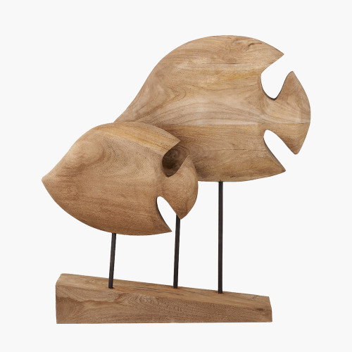 Natural Wood Double Angelfish Ornament