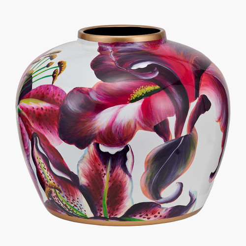 Laelia Pink Orchid Ceramic Urn Vase