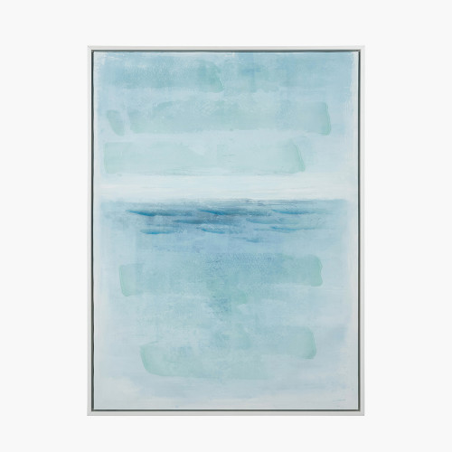 Blues Abstract Canvas with White Frame