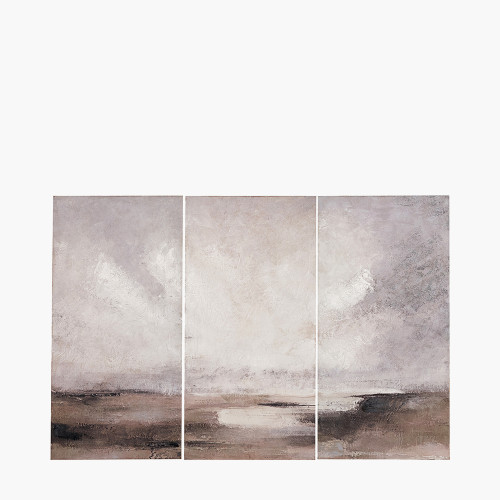 S/3 Grey & Neutral Abstract Landscape Canvas