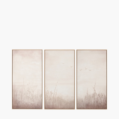 S/3 Natural & White Landscape Canvases