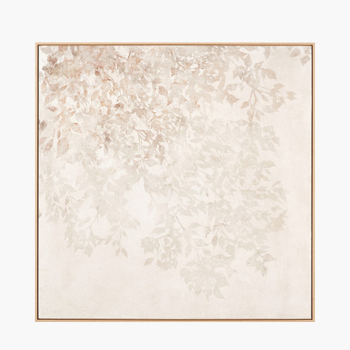 White & Natural Floral Square Canvas
