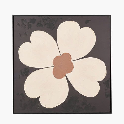 Brown & Natural L Flower Design Canvas
