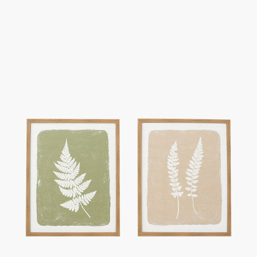 S/2 Green/Natural Fern Canvas Wall Art