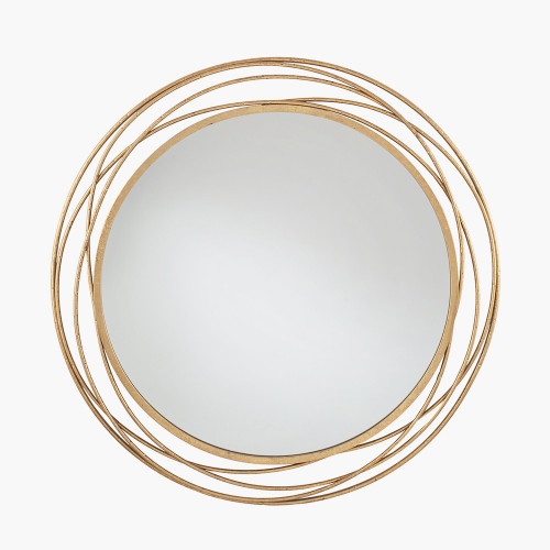 Antique Gold Metal Round Wall Mirror