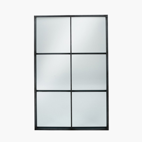 Dark Grey Metal 6 Section Rectangular Wall Mirror