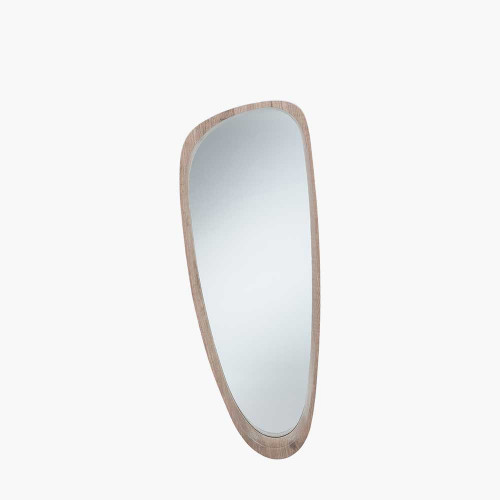 Natural Wood Veneer Teardrop Wall Mirror