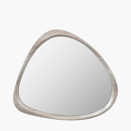Grey Oak Veneer Curved Wall Mirror