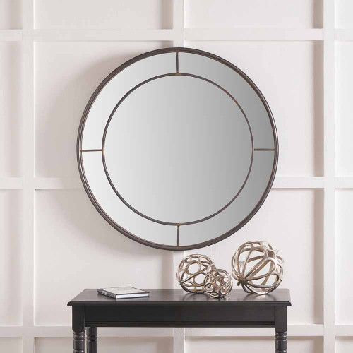 Pacific Lifestyle Limited Antique Bronze Metal Round Wall Mirror