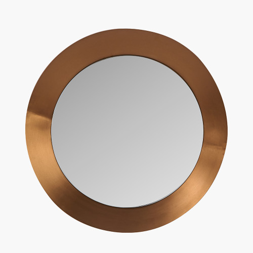 Gold Metal Angled Frame Round Mirror Small