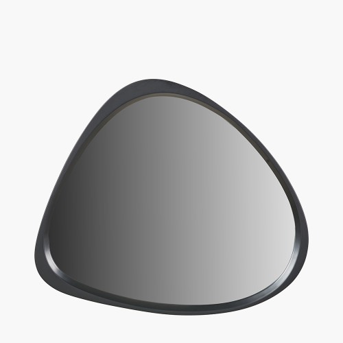 Black Wood Veneer Curved Wall Mirror