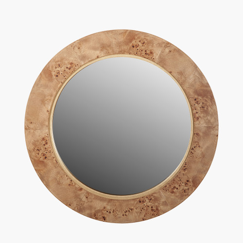 Newborough Burr Wood Effect Round Mirror