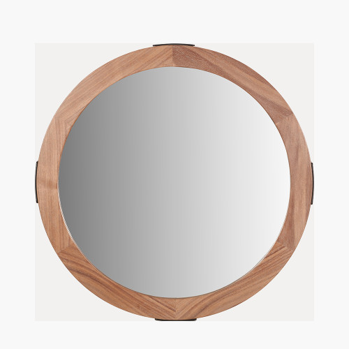 Vermont Walnut Wood Veneer Round Mirror