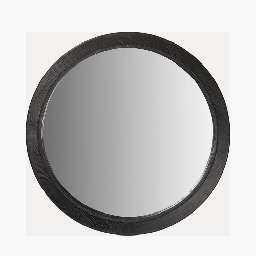 Elwood Black Fir Wood Effect Round Mirror