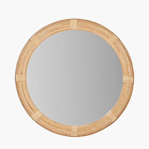 Natural Bamboo Frame Round Wall Mirror