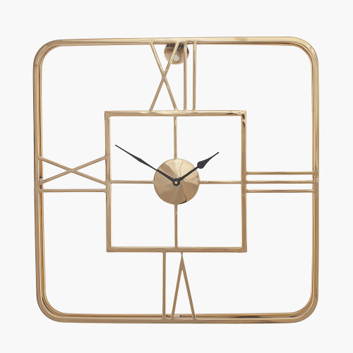 Gold Metal Square Wall Clock