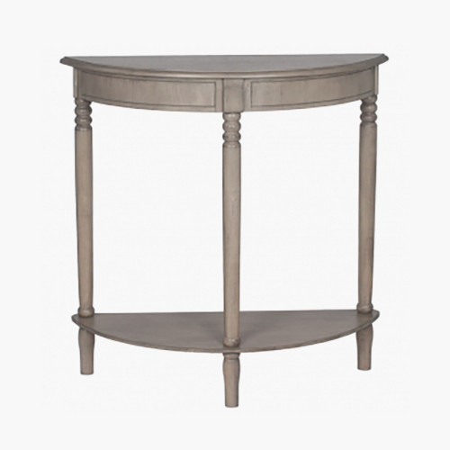 Taupe Pine Wood Half Moon Console Table K/D