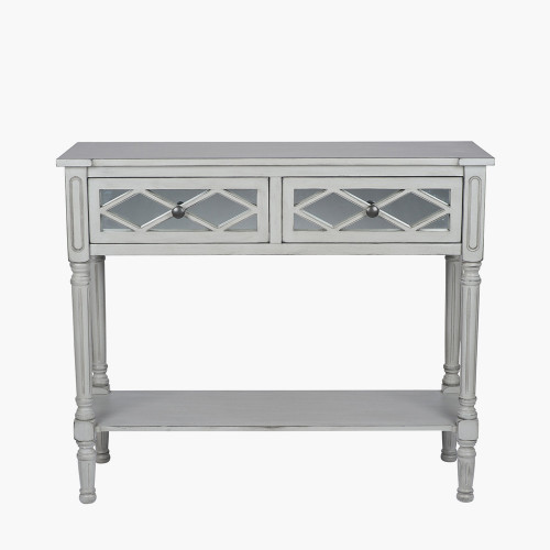 Dove Grey Mirrored Pine Wood Console Table K/D