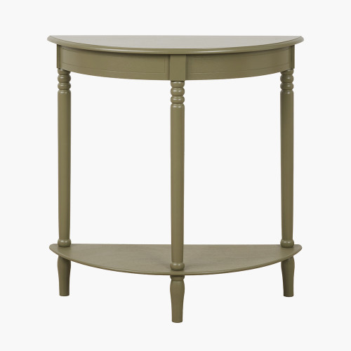 Heritage Olive Pine Half Moon Console Table