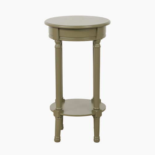 Heritage Olive Pine Round Accent Table