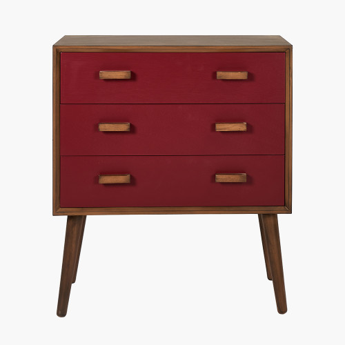 Klee Pine Wood and Mulberry 3 Drawer Unit