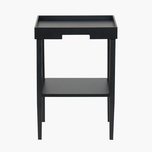 Marnie Black Wood Side Table with Shelf 