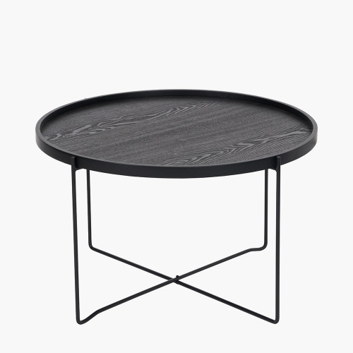 Voss Black Wood and Metal Coffee Table