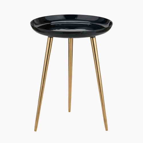Seline Black Enamelled Table with Gold L