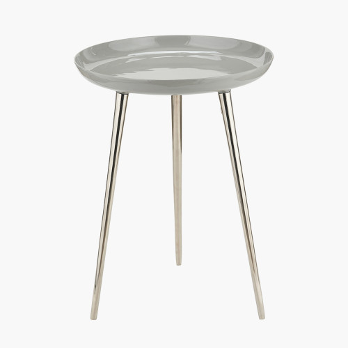 Seline Grey Enamelled Table with Silver 