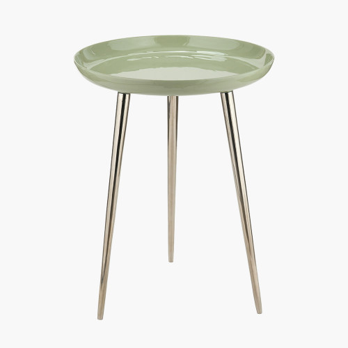 Seline Sage Enamelled Table with Silver 