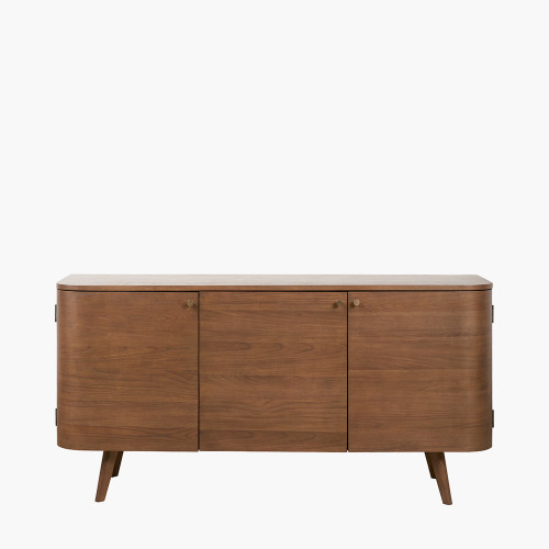 Elias Dark Ash Wood Retro 3 Door Sideboard