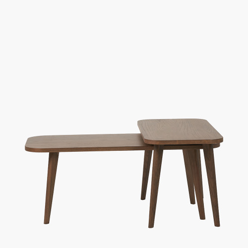 Elias Dark Ash Wood Retro S/2 Coffee Tables