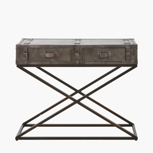 Adriano Peppercorn Leather Console Table