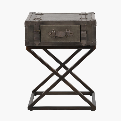 Adriano Peppercorn Leather Side Table