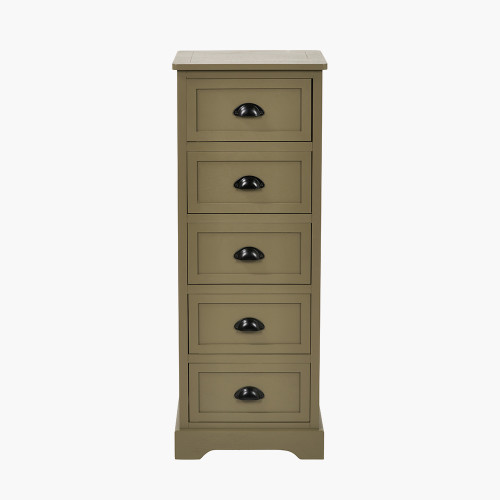 Croft Olive Pine Wood 5 Drawer Unit