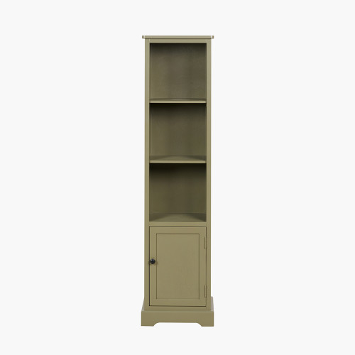 Croft Olive Pine Wood Slim 1 Door 3 Shelf Unit
