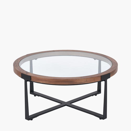Vermont Glass & Walnut Veneer coffee Table