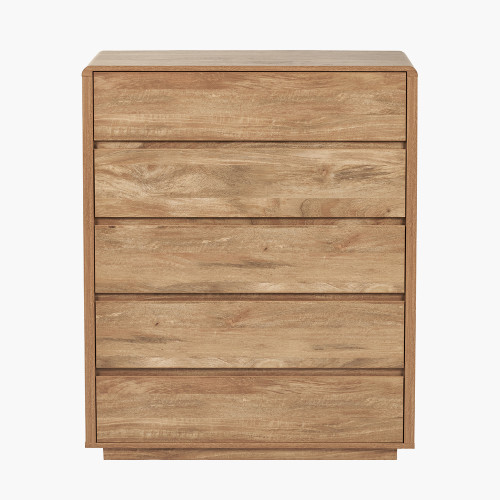 Eversley Oak Effect Veneer 5 Drawer Unit