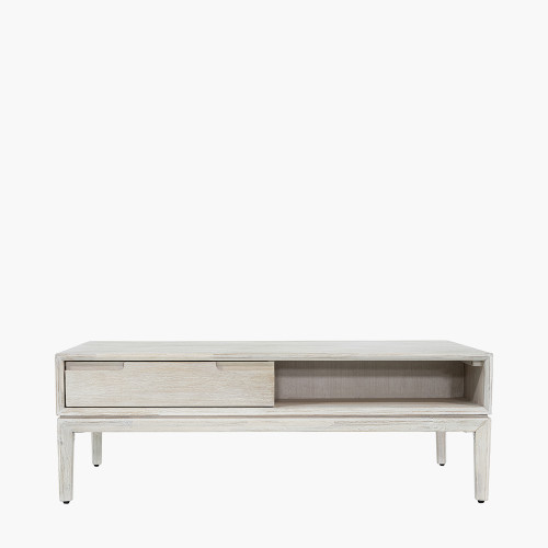 Gio White Sand Acacia Wood Coffee Table