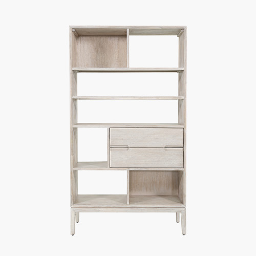 Gio White Sand Acacia Wood Shelf Unit