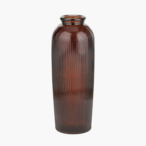 Pecan Brown Recycled Glass Tall Ribbed V
