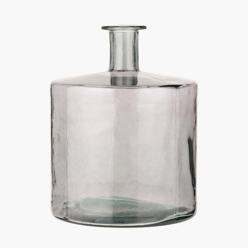 Grey Recycled Glass Bottle Vase