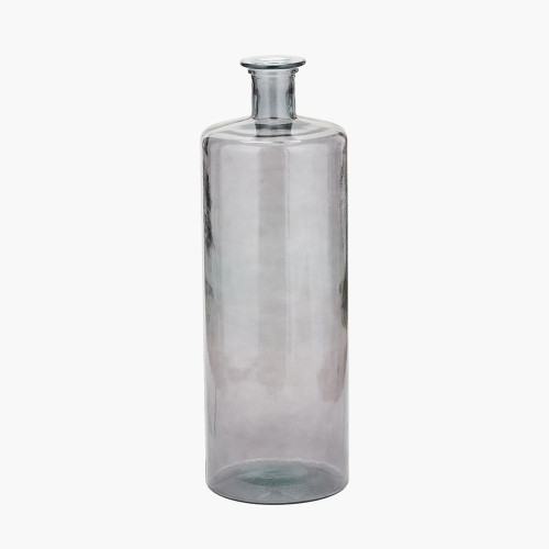 Grey Recycled Glass Tall Bottle Vase