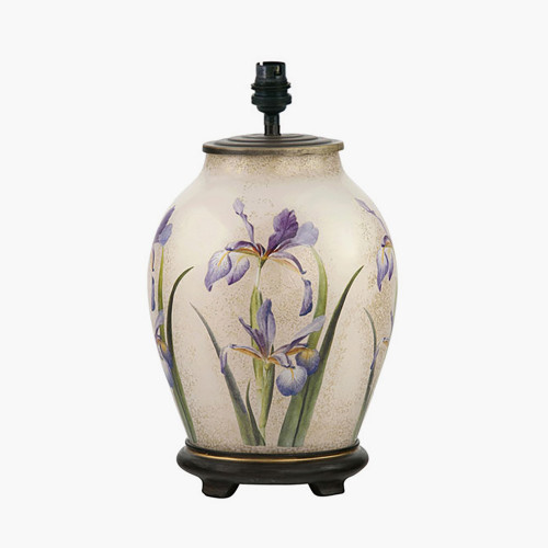 RHS Purple Iris Medium Glass Table Lamp
