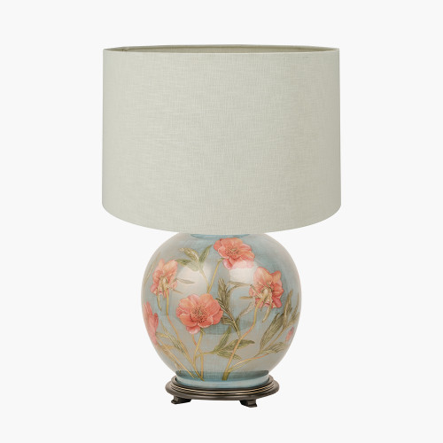 Coral Peony Lamp/lino 40cm cream shade