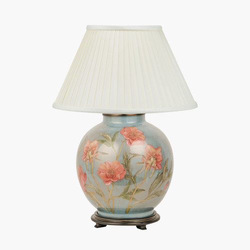 Coral Peony Lamp/bacall 45cm almond shade