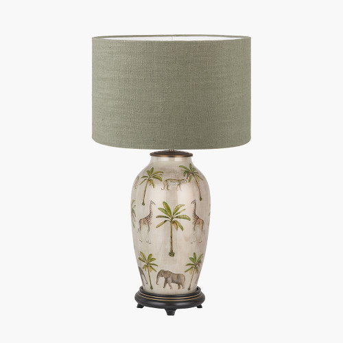 Safari Tall Lamp/Edward 40cm green shade