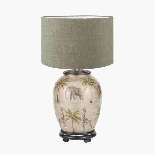 Safari Lamp/Edward 35cm green shade