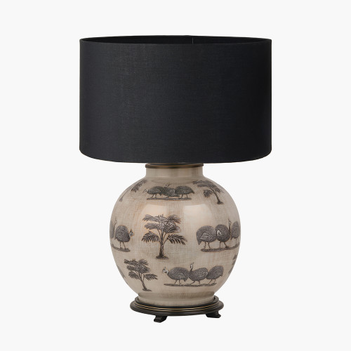Guinea Fowl L Lamp/Harry 40cm Black shade